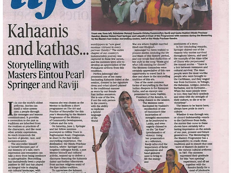 Kahaanis and kathas... Storytelling with Masters Eintou Pearl Springer and Raviji
